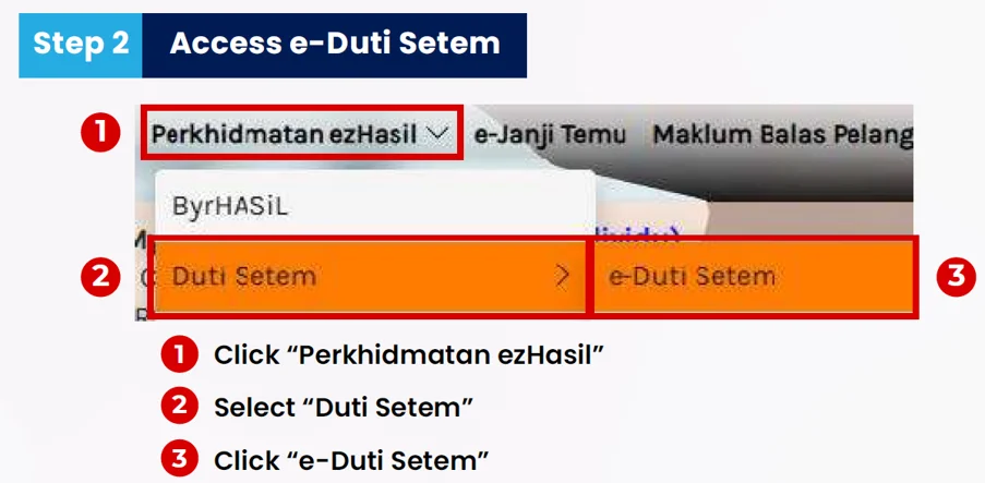 Access e-Duti Setem Step 2 image Access e-Duti Setem Step 2 image