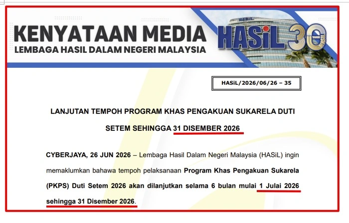 LHDN Public Announcement 26062026 LHDN Public Announcement 26062026