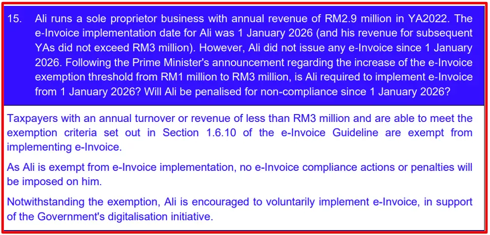 HASiL FAQ 15 of e-Invoice