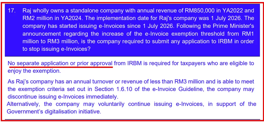 HASiL FAQ 17 of e-Invoice