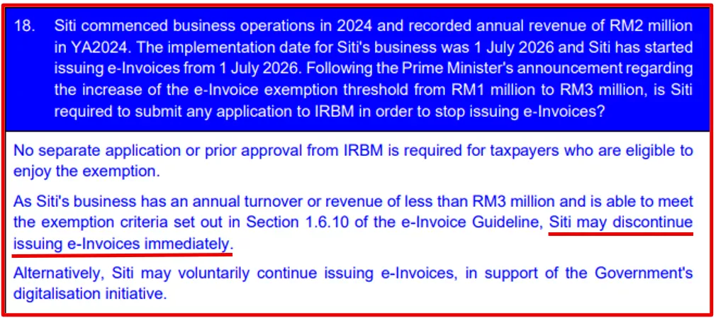 HASiL FAQ 18 of e-Invoice