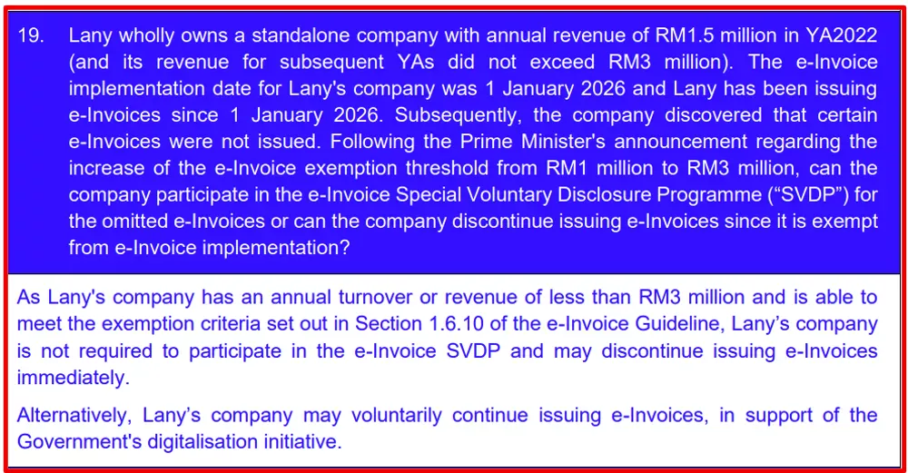 HASiL FAQ 19 of e-Invoice